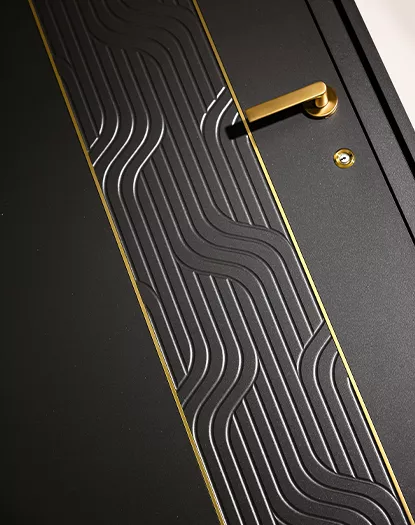 Zoom sur le design de la porte d'entrée BALI WIBAIE en alu 85 mm d'épaisseur